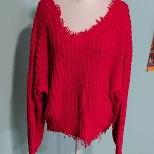 NWT Wildfox Red Knit Oversized Sweater